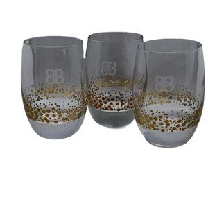 Vintage Lot of 3 Bill Blass Bailey's Irish Cream Gold Confetti Dots Tumblers 